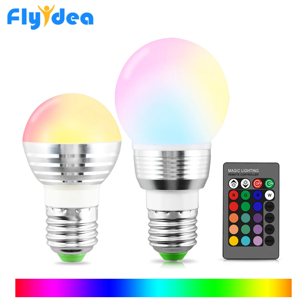 

E27 5W 16 Color Magic LED Light Lamp 110V 220V holiday Dimmable Atmosphere Light bulb + 24key IR Remote Control Color Changing