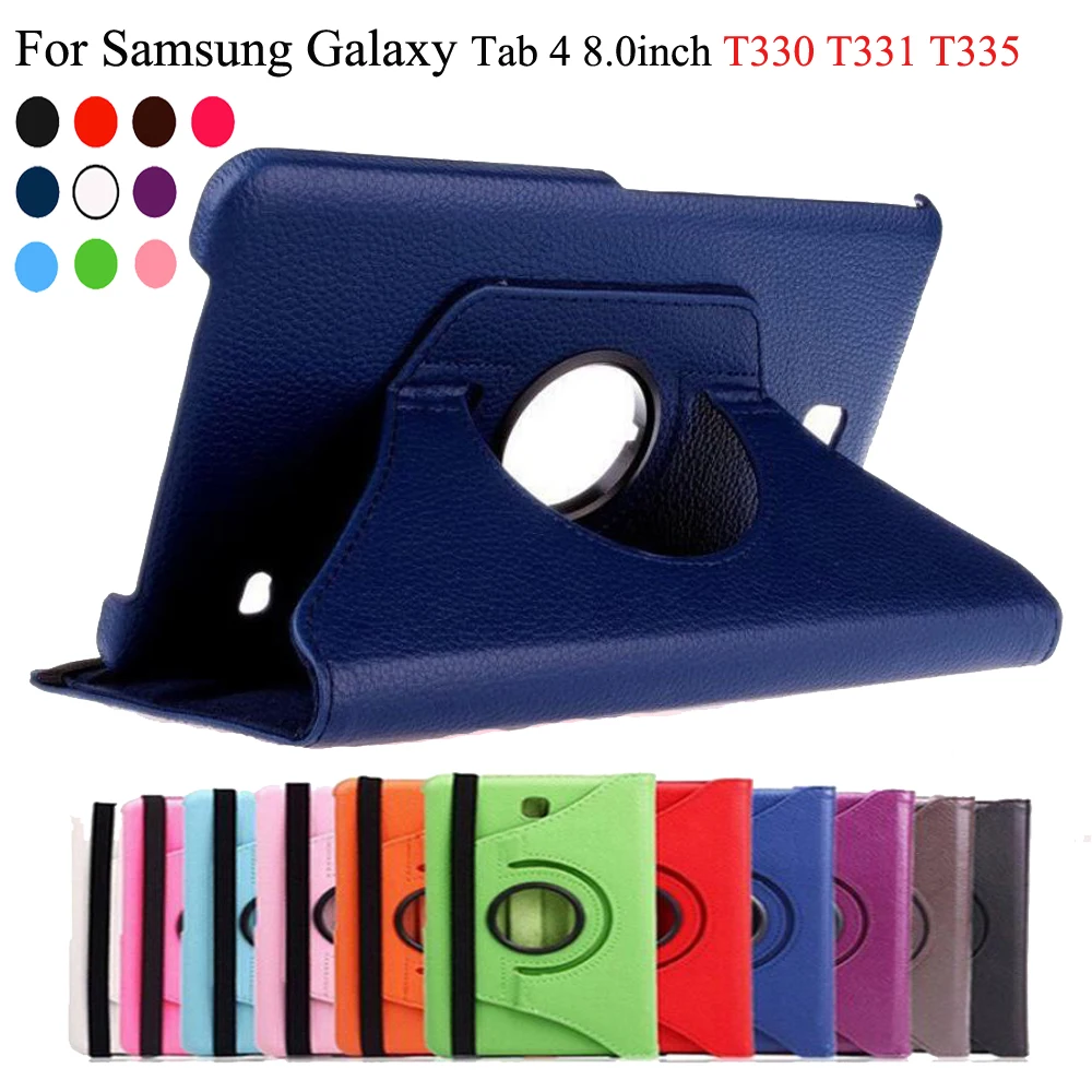 

Case For Samsung Galaxy Tab 4 8.0 inch T330 T331 T335 SM- T330 T335 Tablet ,360 Rotate Stand Flip Stand PU Leather Cover+Pen