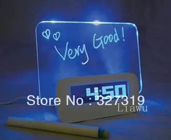 

Fluorescent Message Board Blue LED Digital Alarm Clock 4 Port USB Hub Calendar