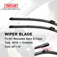 Wiper Blade for Mercedes Benz B Class B180 B200 B250 B220 B260 (2016-Onwards) 1set 26"+19",Flat Aero Beam Frameless Soft Blades