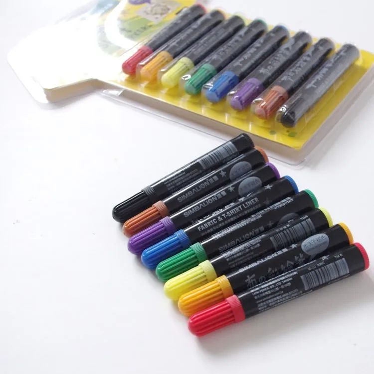 

DIY 8 Colors Fabric T-shirt Textile Marker Pen Cloth Drawing Pen Non-toxic Pigment-based Markers For Handpainting Art Paint Pen