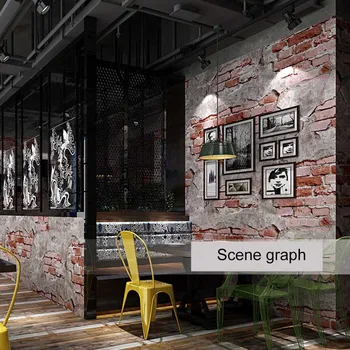 

Brick Pattern Wallpaper Retro Nostalgic Cement Brick Wall Industrial Wind Cafe Restaurant Background Decor