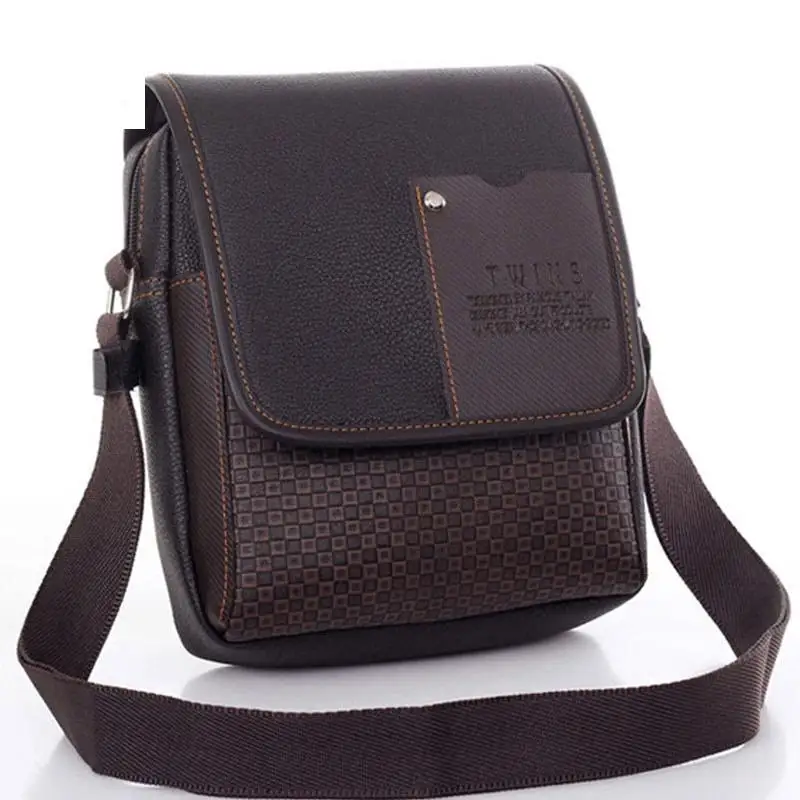 

Brand PU Leather Men Shoulder Bags Plaid Men Crossbody Bag Solid Bolsa Masculina Small Men Handbag Laptop Men Travel Bag NPL010