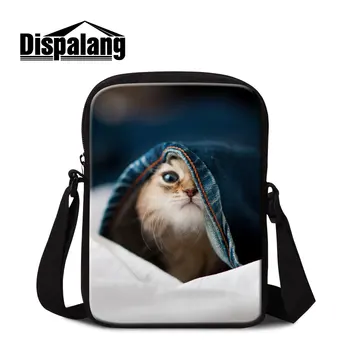 

Dispalang portable Small object package Mini Crossbody Bag customize cat pattern Square Messenger Bag