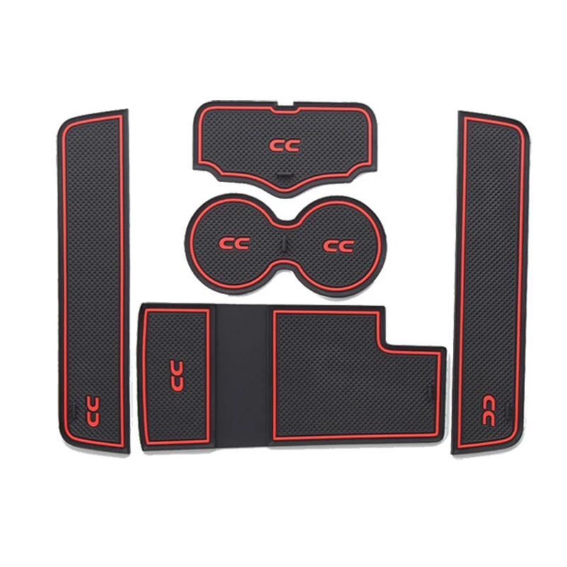 

Anti-slip Non-slip Cup Holder Sticker Gate Slot Pad Door Groove Mat For Volkswagen VW CC 2010 2011 2012 2013 2014 2015 2016 5Pcs