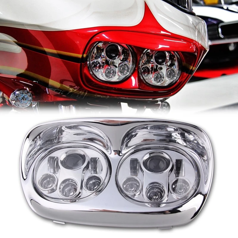 

Dual 7" LED Replacement Road Glide Light Bulb Headlight Motorcycle with Bezel