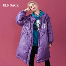 ELFSACK, зимние новые толстые женские куртки, повседневные хлопковые пальто с буквенным принтом, женские теплые куртки для женщин, зимнее пальто с подкладкой