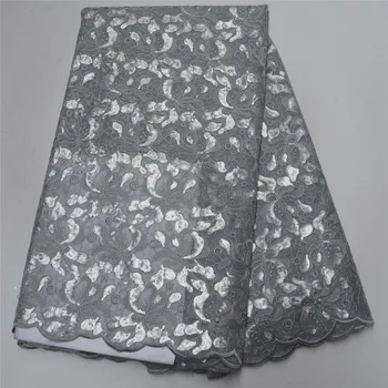

Nigerian Mesh Lace Fabrics High Quality African Fashion Tulle Organza Lace Fabric With sequins For wadding dress TS7237