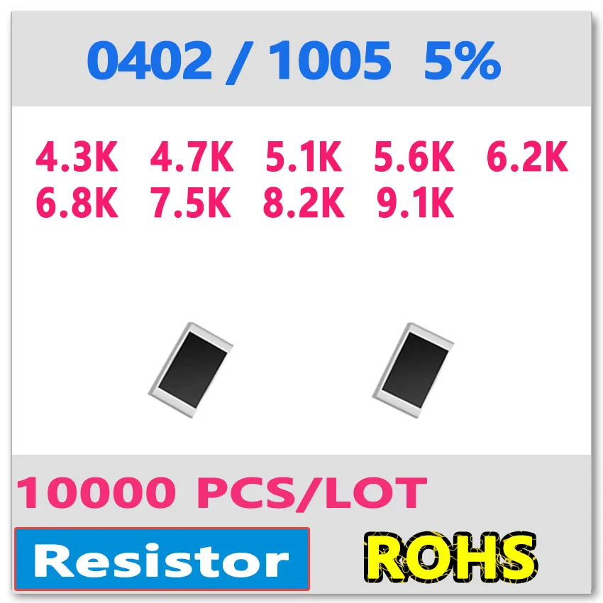 JASNPROSMA 0402 J 5% 10000 шт. 4 3 K 7 5 1 6 2 8 9 Ksmd 1005 4K3 4K7 5K1 5K6 6K2 6K8 7K5 8K2 Ом резистор ohm  | Отзывы и видеообзор