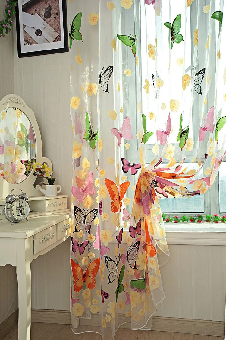 Занавеска-бабочка для гостиной домашний Декор романтическая спальня дешевая готовая органза детская оконная занавеска