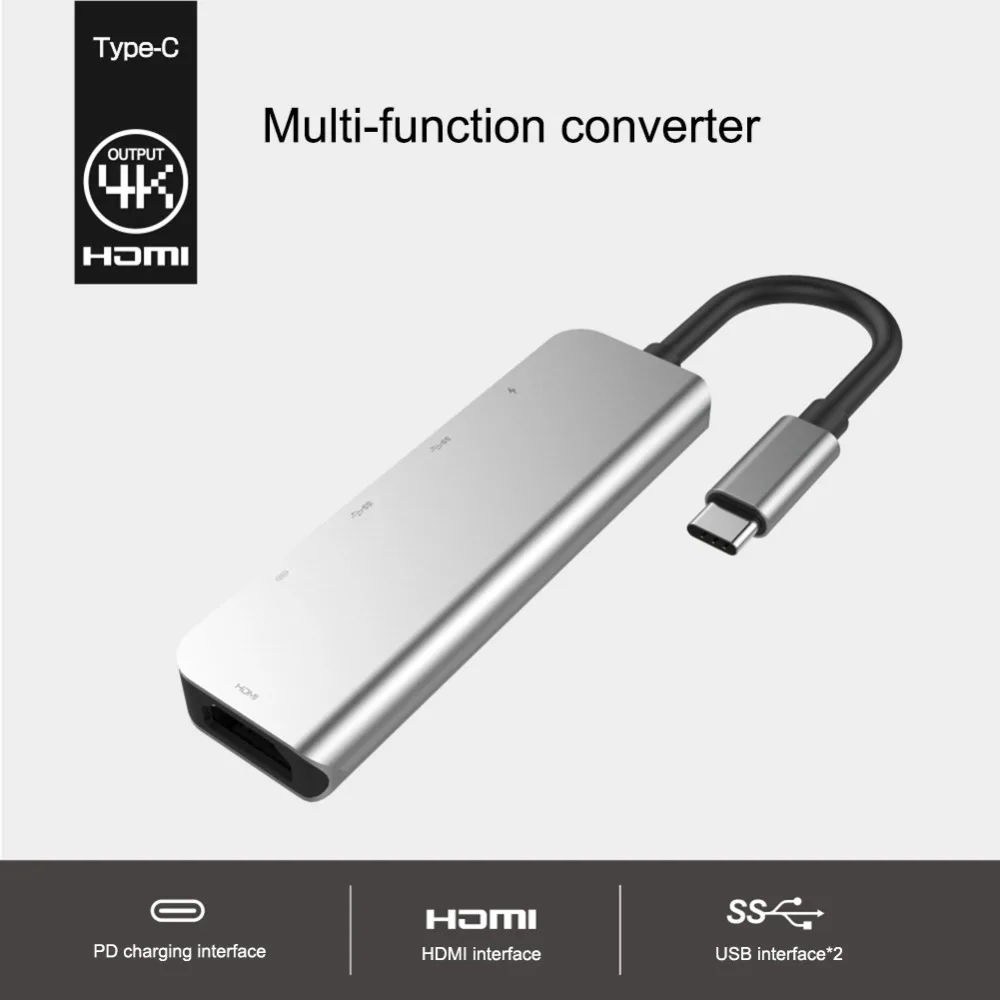 USB C концентратор 9 в 1 USB C адаптер концентратор для Ethernet HDMI концентратор данных/PD Зарядка 3 Usb 3,0 SD/TF кард-ридер/3,5 мм аудио 1 шт