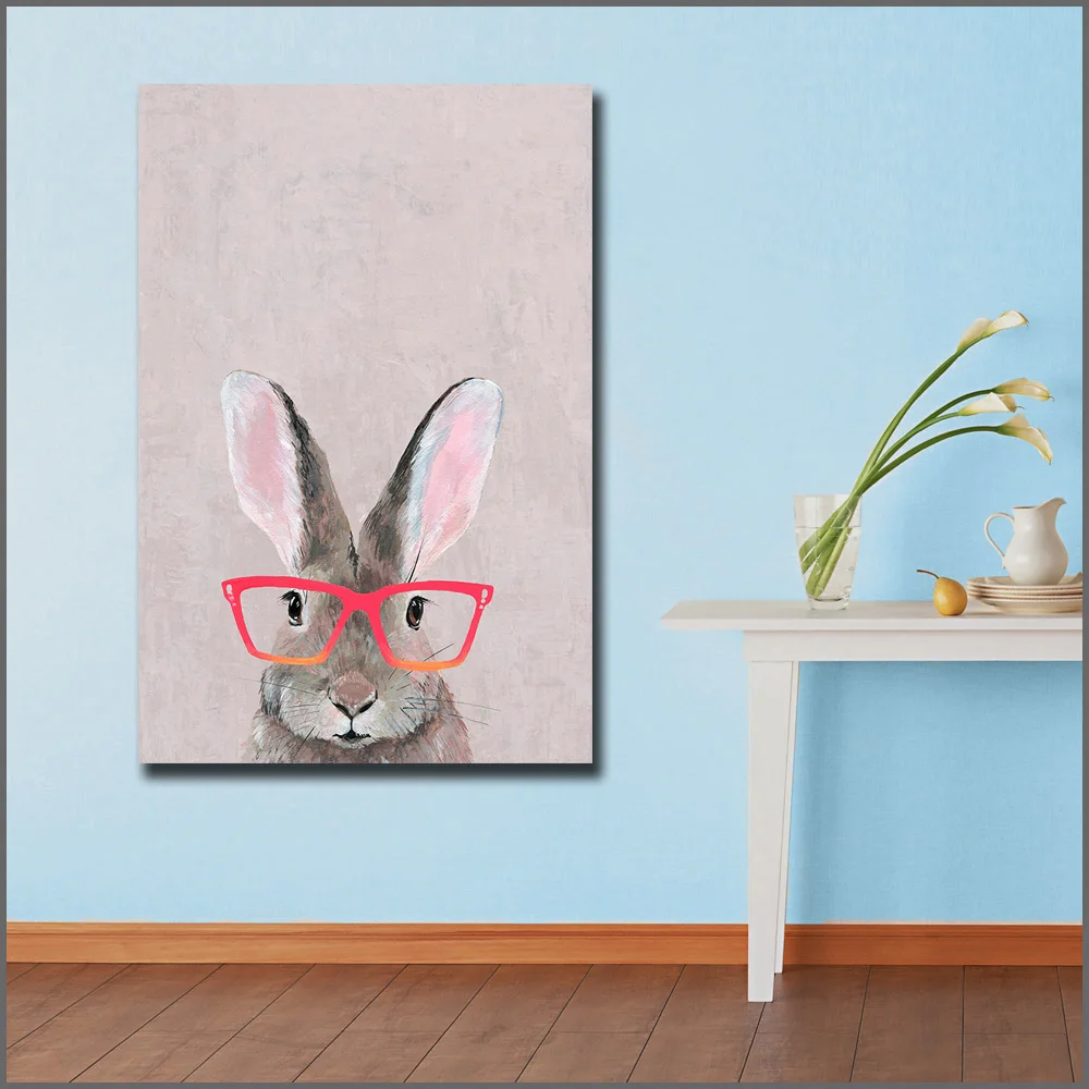 Hare with Red Glasses Canvas Wall Art 4
