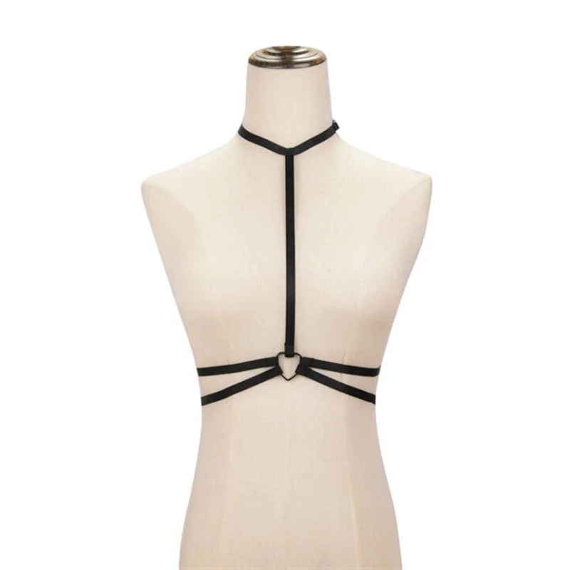 

Ladies Women Simple Black Body Harness Bra Fashion Bondage Elastic Band Top Fetish Chest Lingerie Erotic Cage Bras For Summer