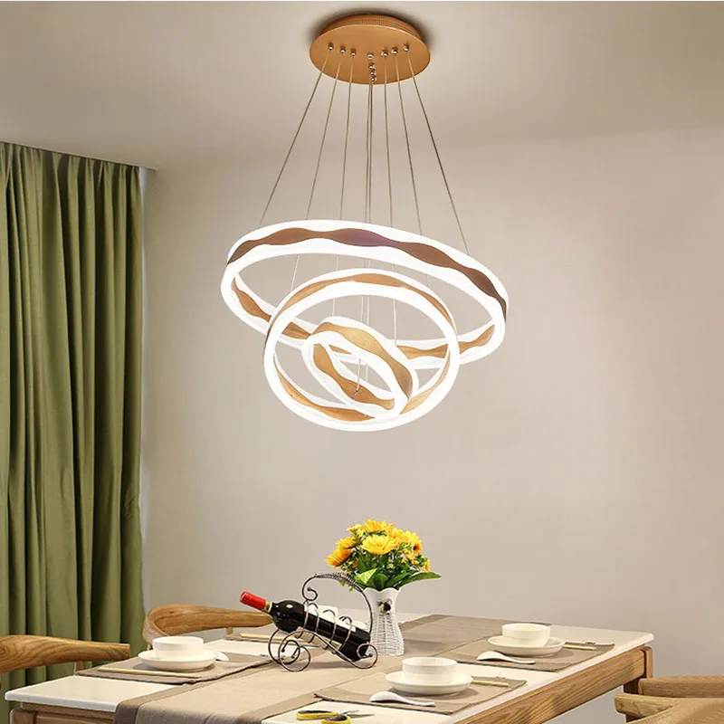 

Modern Led Chandelier Lighting With Remote Control Aluminum Lustre Ring Lamp For Living Room Bedroom Restaurant Kitchen Fixtures