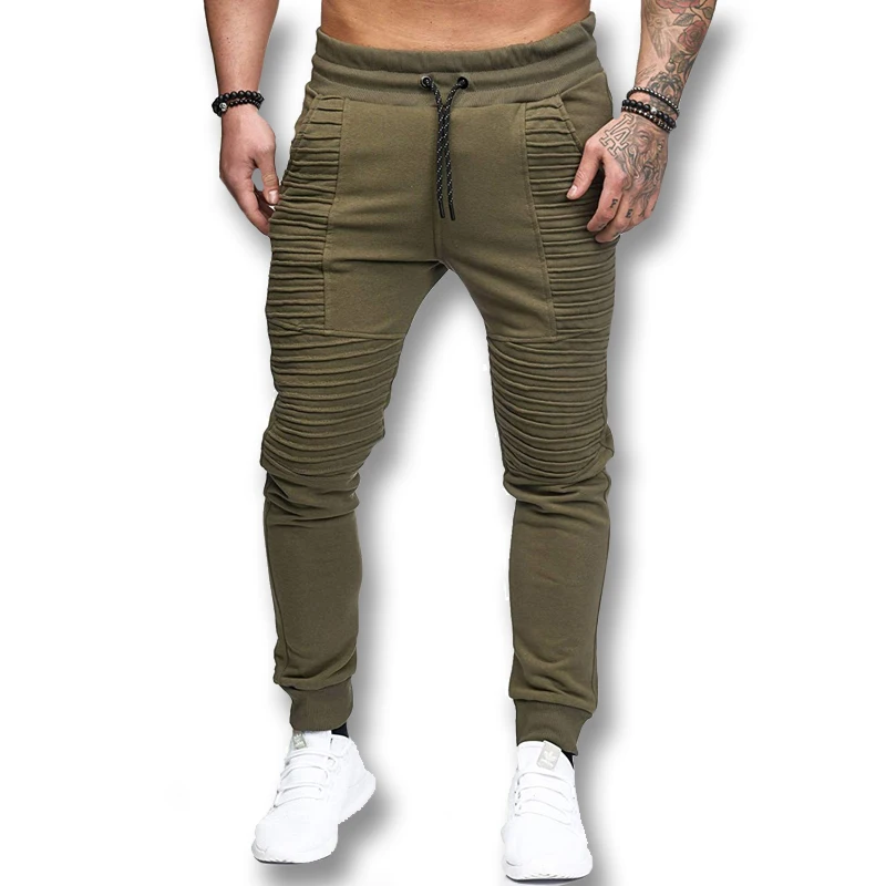 Army Green ISurvivor мужские весенне-осенние повседневные брюки-карандаш брюки спортивные брюки мужские облегающие Большие размеры Модные потертые брюки-карандаш - Цвет: Army Green