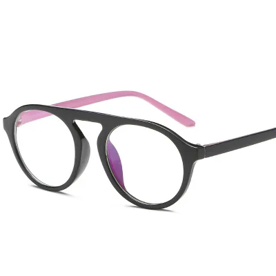 В стиле ретро; в стиле «панк» с круглым, очки с оправой для женщин и мужчин, поддельные оправы для очков Прозрачные Линзы для очков с защитой от радиации UV400 изумленный взгляд - Цвет оправы: Pink