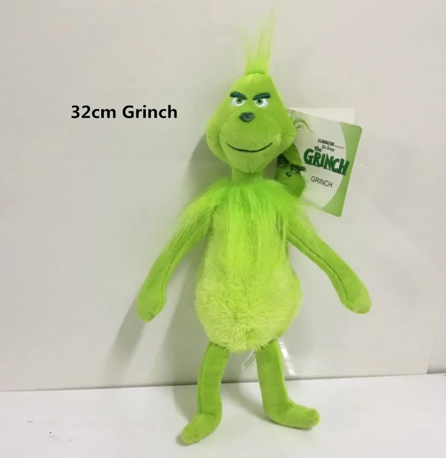 Новинка 18-38 см Grinch палантин фильм Young Grinch Beans Санта плюшевые животные куклы Коллекция игрушек Рождественский подарок - Цвет: 32cm Grinch