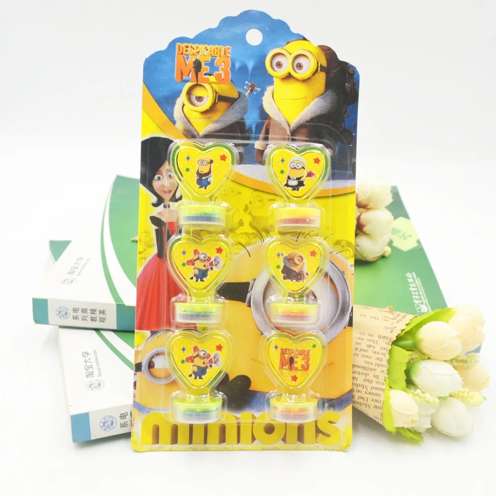 

6pcs/set Minions Party Decoration Rubber Stamp Funny Minions For Kids Decor Cartoon Seal Stamper Birthday Party Supplies