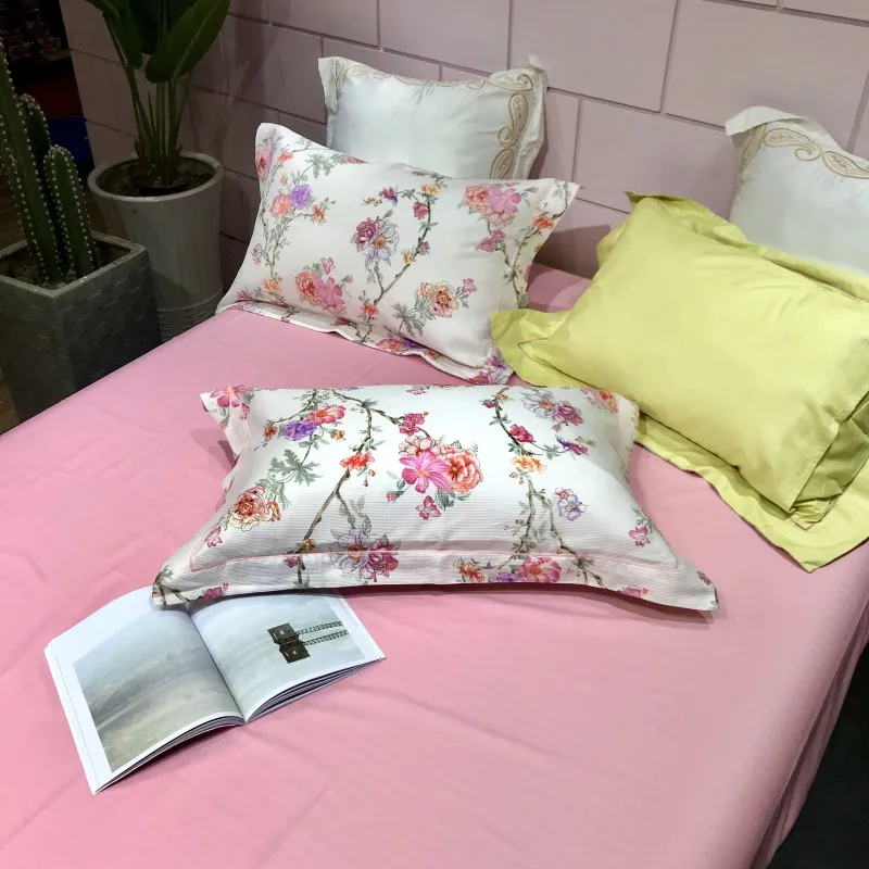 Waliicorners 4pcs Collection Floral print Duvet cover 100%Cotton Soft Bedding Set queen size king Bed sheets or fitted sheet pillow shams 12 IMG_6691