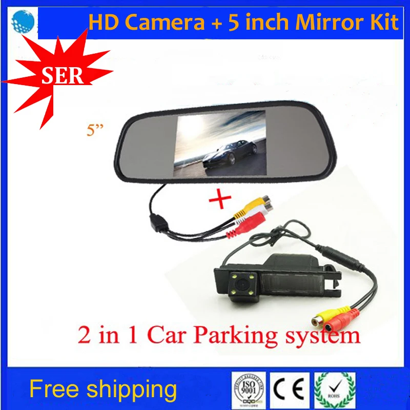 

2 in1 Parking Camera + 5" car monitor mirror + CCD HD car rear view parking camera For Opel Vauxhall Vectra Astra Zafira Vivaro