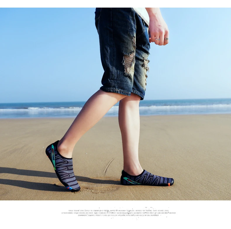 Water Shoes Aqua Shoes Beach Swimming Shoes Men Breathable Slip-on Sport Sneakers Lightweight Upstream Shoes (15)