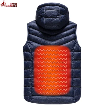 

UNCO&BOROR Upgraded Men Outdoor USB Infrared Heating Vest Jacket Winter Carbon Fiber Electric Thermal Clothing Waistcoat