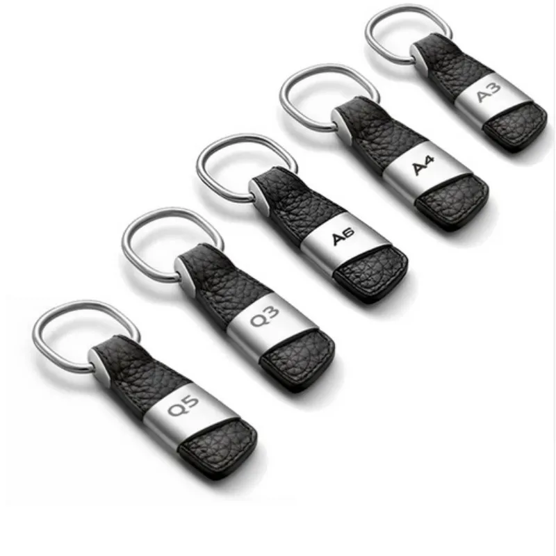

2018 Fashion Leather Metal Car Logo key ring keyring key chain for Audi Sline S Line A3 A4 A5 A6 Q3 Q5 Car Styling Accessories