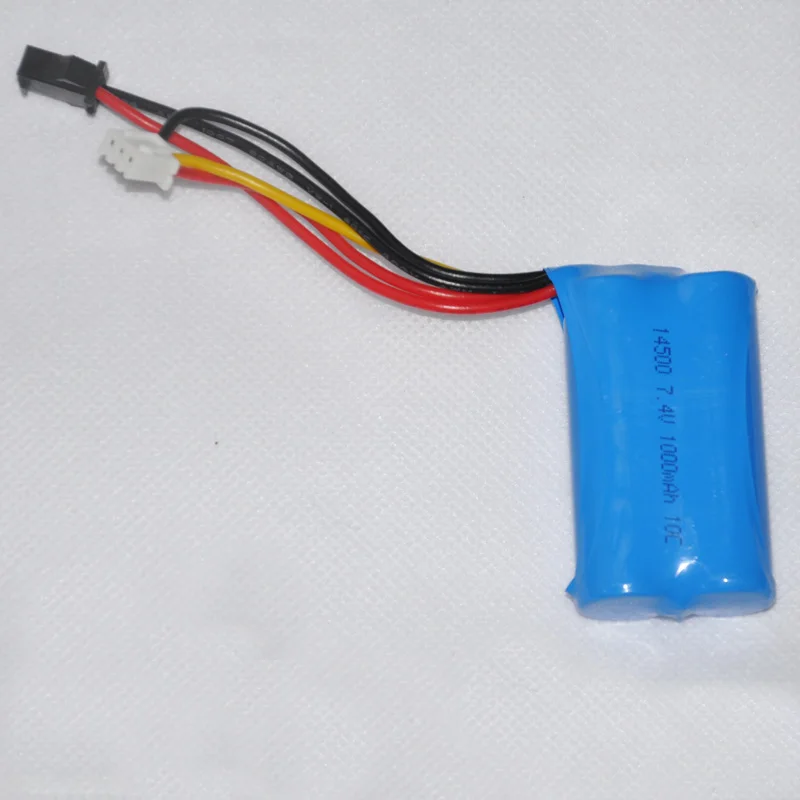 

7.4v 14500 1000MAH Li-ion lithium rechargeable battery pack for water soft gun and RC car boat aircraft helicopter plane toys