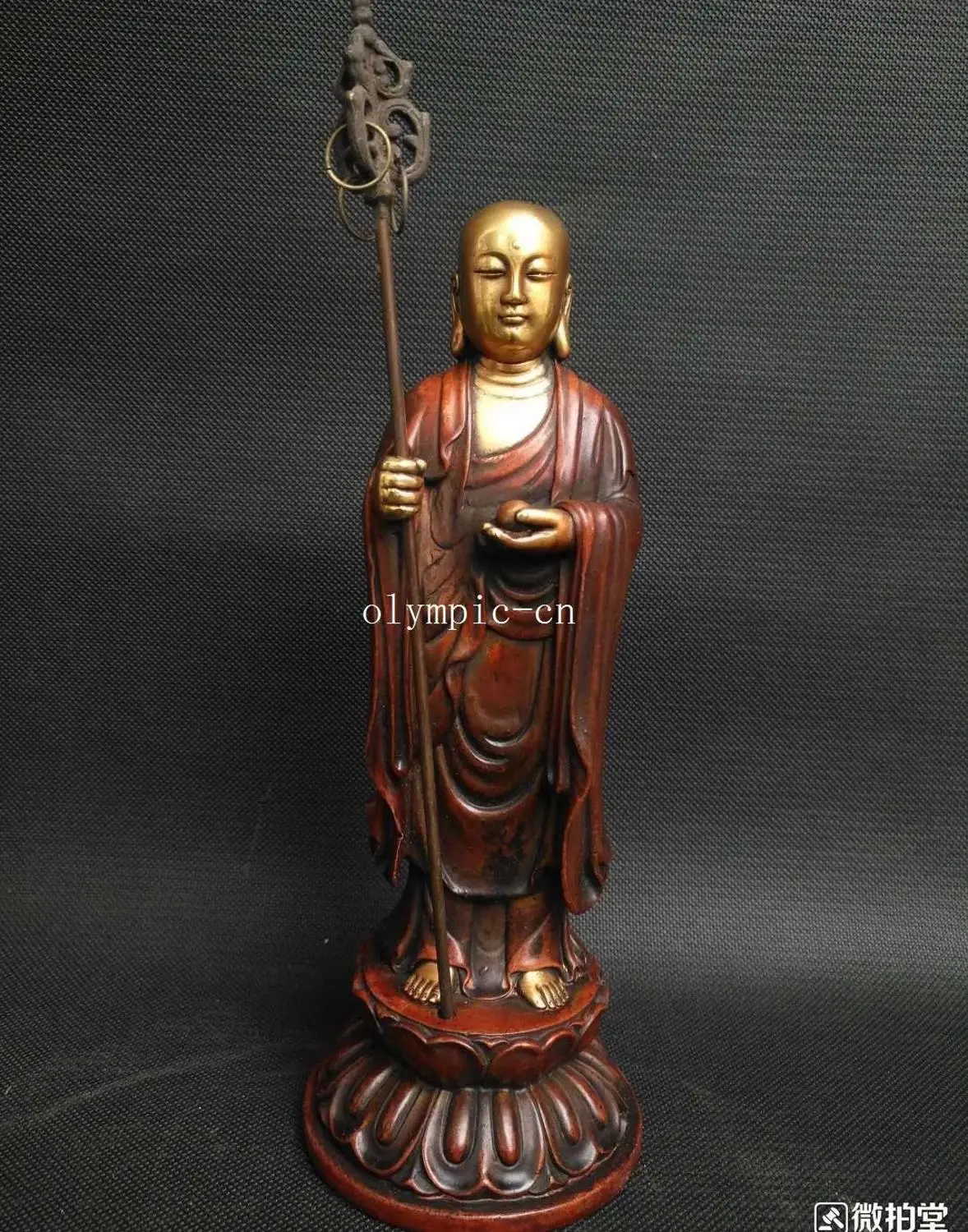 

9'' bronze gild gold colored buddhism buddha Ksitigarbha Buddhisattva monk