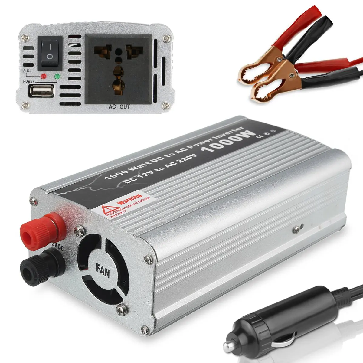 

Car Inverters Transformer 1000W DC 12V to AC 220V Portable Car Power Inverter Charger Converter USB Charger Adapter for Home Car