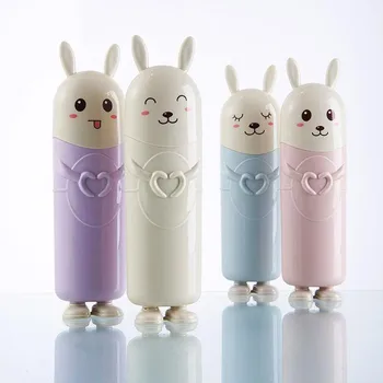 

XUNZHE Portable rabbit Round Toothbrush Storage Box Pouch Student Travel Toothbrush Toothpaste Storage Box Bathroom Accessories