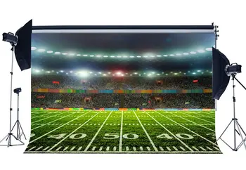 

Football Field Backdrop Stadium Bokeh Glitter Sequins Stage Lights Green Grass Meadow Sports Match School Background