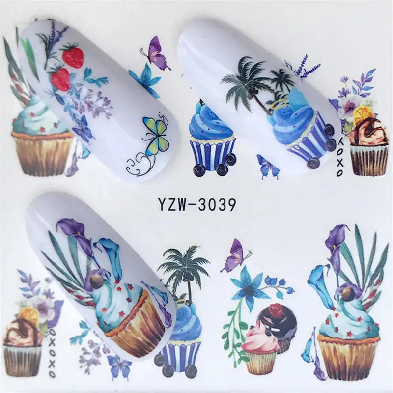 Наклейки для ногтей, наклейки для ногтей с цветущими цветами, лавандовые наклейки для ногтей, переводные наклейки с водой - Цвет: YZW-3039