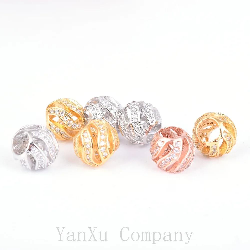 2pc/lot Rotate R AAA Cubic Zircon European Style Charm Beads Micro Pave Metal Crystal Spacer Bead For Diy Jewelry Making | Украшения и