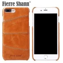 FIERRE SHANN Cow leather Phone Bag Cases For iPhone 6 6s 7 8 Plus Precise Hole Mobile Case For iPhone 7 plus 8 plus Cover case