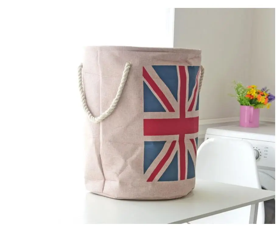 Британский флаг большая корзина для белья корзины для хранения одежды Домашняя одежда Органайзер сумки в форме бочонка хранение детских