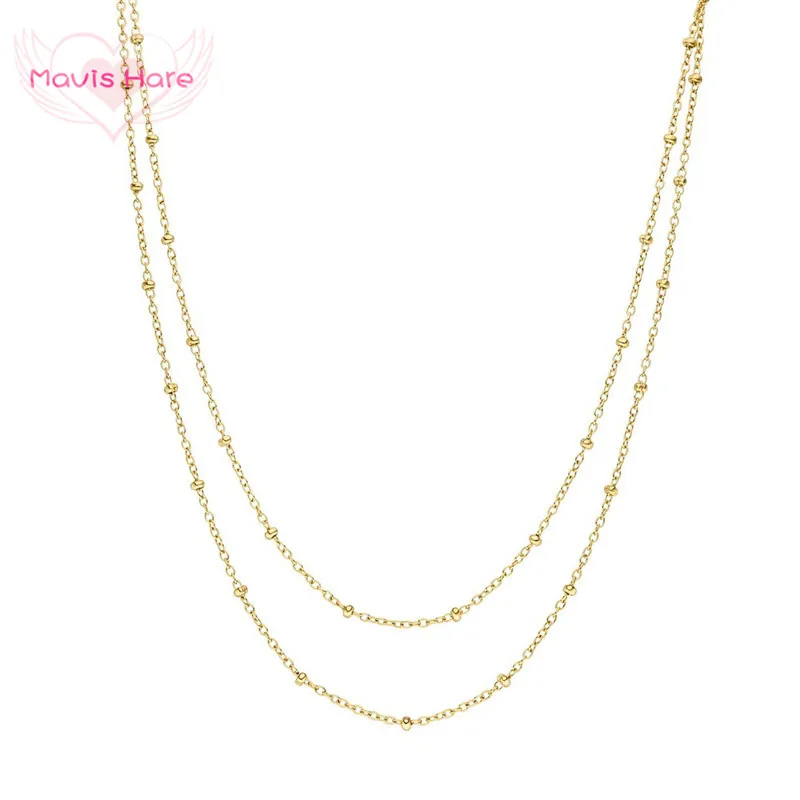 

Mavis Hare Ball Bead Choker Stainless steel Spotted Double Layer Necklace simple style elegant Necklace for Valentine's Day