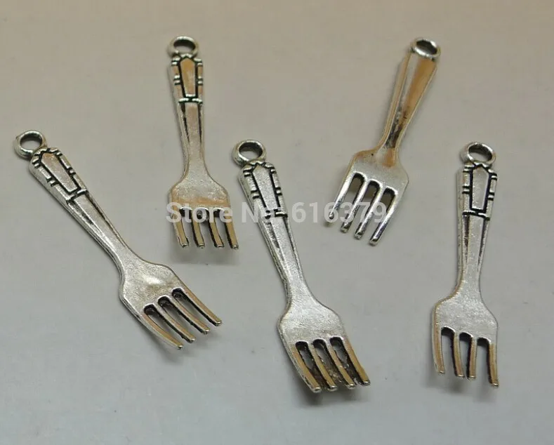 free shipping 200pcs/lot 32*6mm ancient silver alloy fork charms