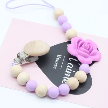 

Natural Baby Pacifier Clip Soother Clips Dummy Holder Safe Wooden Crochet Beads Shade Of Grey Natural Wooden Ring Car Teether