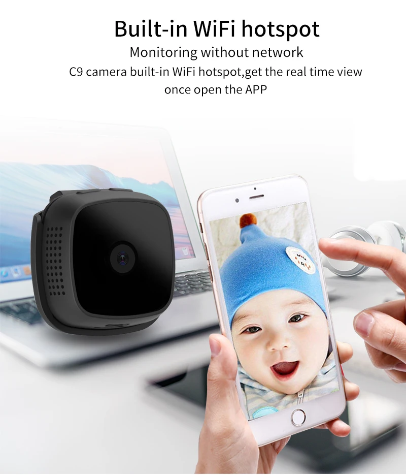 Мини-камера Micro Wifi IP камера ночного видения 720P HD видео рекордер Спорт на открытом воздухе Обнаружение движения Android P2P носимая камера