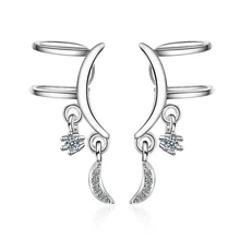 Everoyal New Fashion Lady Silver 925 Clip Earrings Jewelry Women Fashion Zircon Moon Star Earrings For Girls Accessories Female Everoyal New Fashion Lady Silver 925 Clip Earrings Jewelry Women Fashion Zircon Moon Star Earrings For Girls Accessories Female