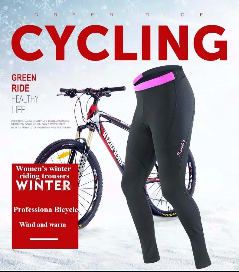 Santic женские штаны для велоспорта Одежда ветрозащитная осень-зима Pro мягкие термальные штаны для велоспорта MTB шоссейные велосипедные штаны Ciclismo Balck