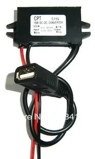 

Free Shipping DC-DC 12V Convert to 5V USB Output Power Adapter Supply Converter Buck Module