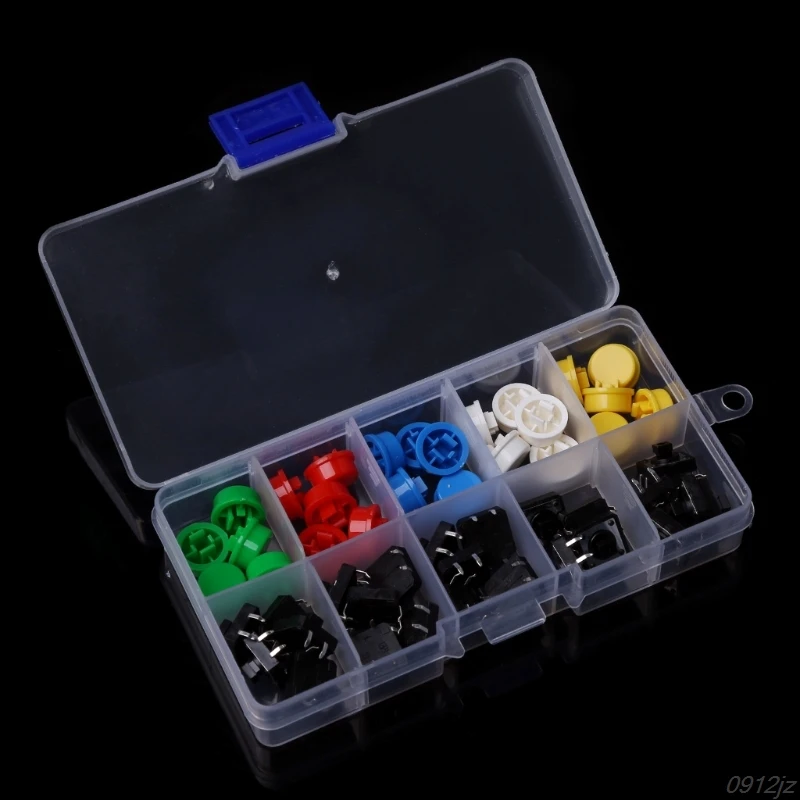 

25Pcs/Set 12x12x7.3mm Momentary Tactile Push Button Touch Micro Switch 4P PCB with Cap C90A New Drop ship