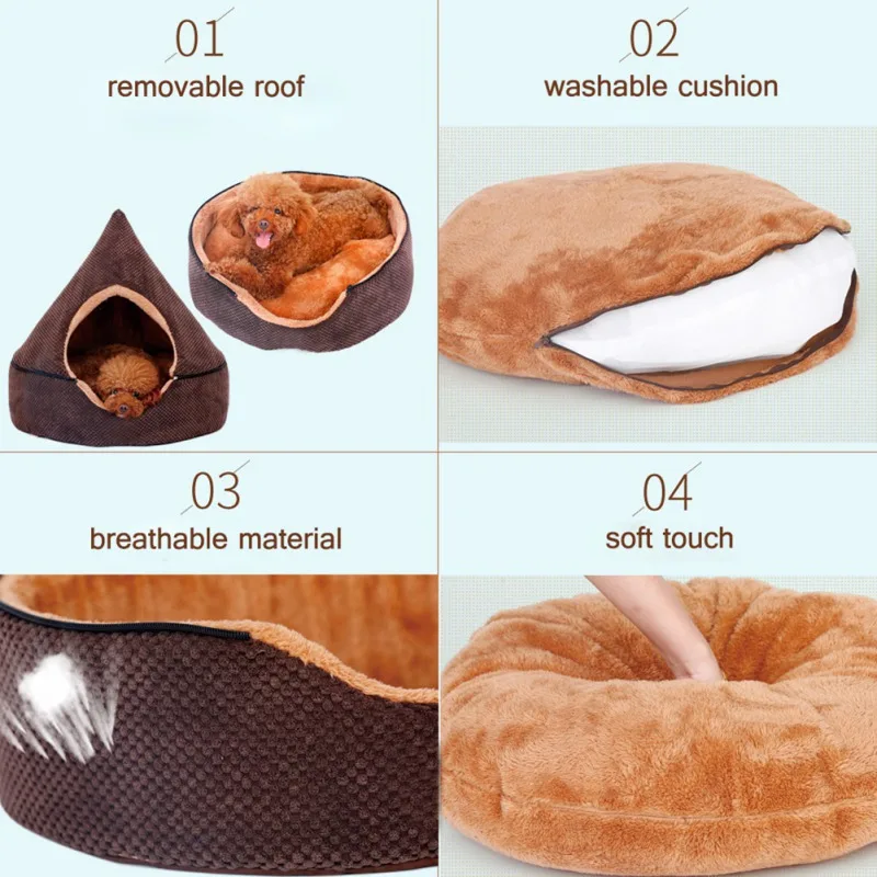 

Pet Nest Sleeping Bags For Autumn And Winter Detachable Warm Cage For Dogs And Cats Puppy Kitty House Half Cover Nest