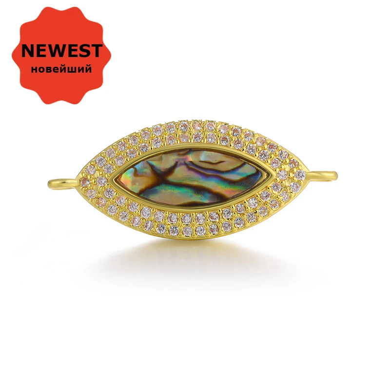 

2018 NEWEST design AAA Zircon with Abalone skin pattern Evil Eye Pendants Accessories For Making Jewelry DIY Bracelet Connectors