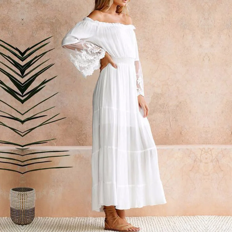 off shoulder cotton maxi dress