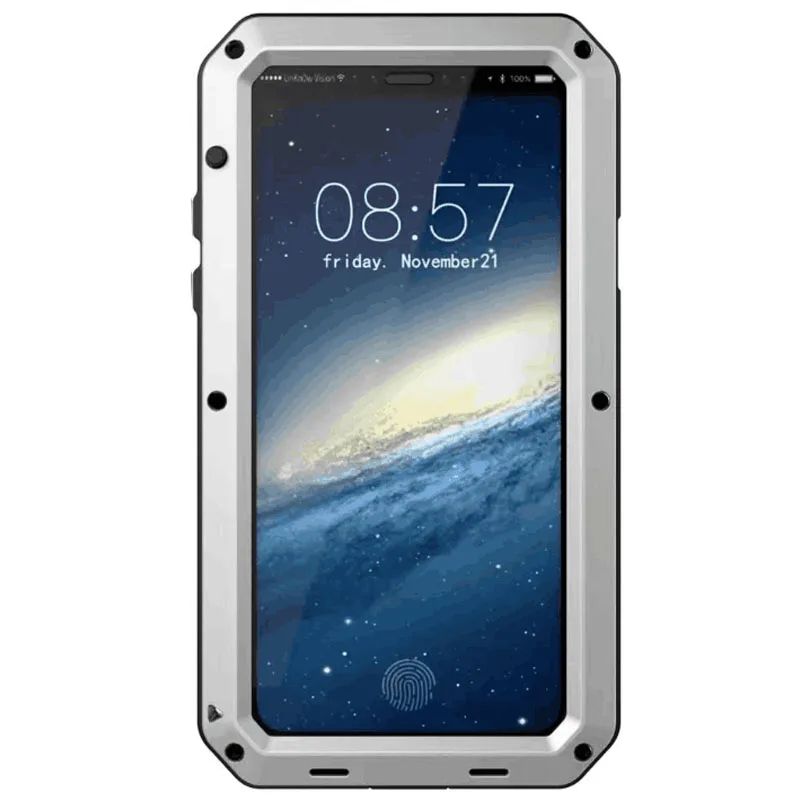 Сверхпрочный противоударный водонепроницаемый армированный алюминиевый чехол для iPhone XS Max XR X 10 7 8 Plus 6 6s 5 5S SE Жесткий силиконовый гибридный Чехол - Цвет: SILVER