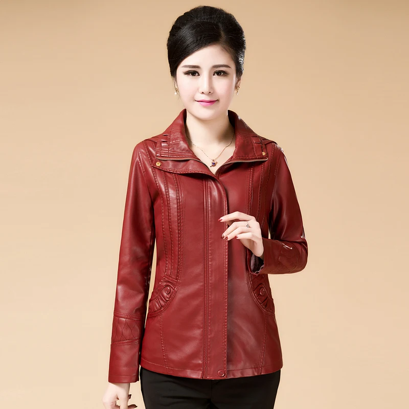 La De Amovible Veste Plus Pu Femmes En Féminins 13013 Cuir Moyen Printemps Black Red Nouvelle 13013 Mode 13013 Court Taille D'âge Cap Wine 2018 Coffee Automne qxOaav