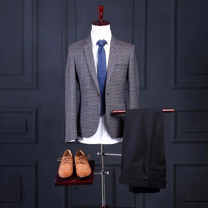 Осень Зима итальянский стиль в полоску смокинги для жениха 2 шт Slim Fit Мужские свадебные выпускные костюмы на заказ terno masculino